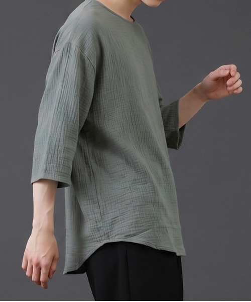 revertical(リバーティカル)の「リネンタッチ 半端袖 ビッグシルエット リラックスカットソー(Tシャツ/カットソー・メンズ・ベージュ・LARGE/MEDIUM)」の10枚目の写真