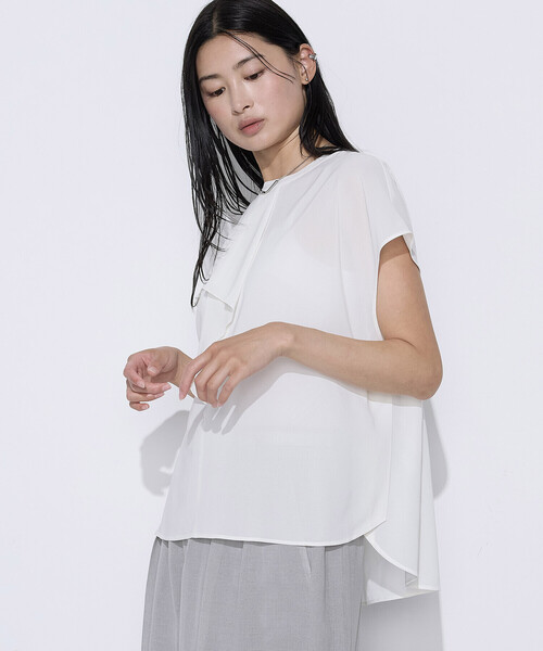 COMME CA（コムサ）の「〔 TALLサイズ 〕 デューエイト(TM)ボイル 機能性ブラウス（シャツ/ブラウス・レディース・オフホワイト・15号）」の6枚目の写真