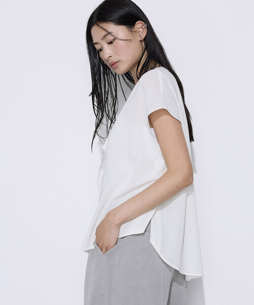 COMME CA（コムサ）の「〔 TALLサイズ 〕 デューエイト(TM)ボイル 機能性ブラウス（シャツ/ブラウス・レディース・オフホワイト・15号）」の9枚目の写真