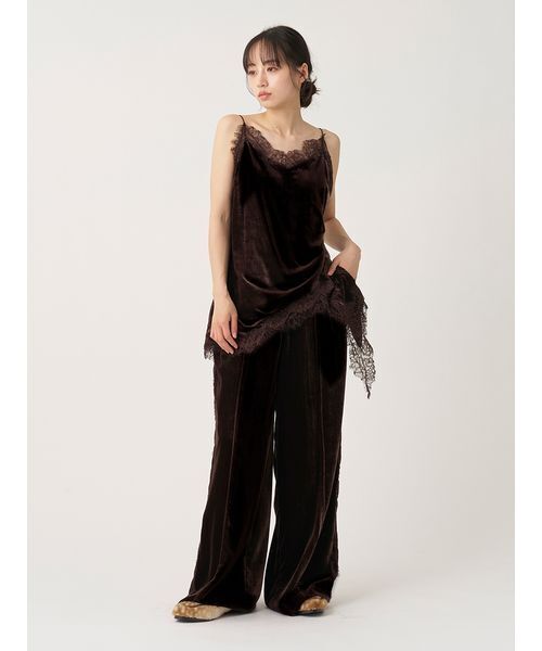 SNIDEL（スナイデル）の「【セットアップ対応】レースディティールベロアパンツ（その他パンツ・レディース・ブラック/ブラウン/ライトブルー・0/1）」の3枚目の写真