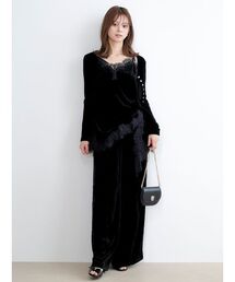 SNIDEL | 【セットアップ対応】レースディティールベロアパンツ(その他パンツ)