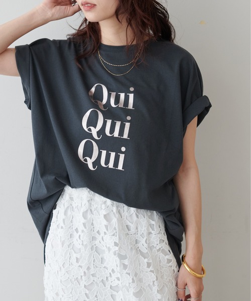 LARUTA(ラルータ)の「【LARUTA】汗染み防止バックスリットロゴT(Tシャツ/カットソー・レディース・チャコールグレー/ブラウン/オフホワイト/ホワイト系その他・FREE)」の3枚目の写真