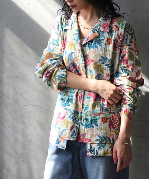antiqua(アンティカ)の「花柄 ボタニカル柄 ジャケット(その他アウター・レディース・ブルー系その他・ONESIZE)」の9枚目の写真