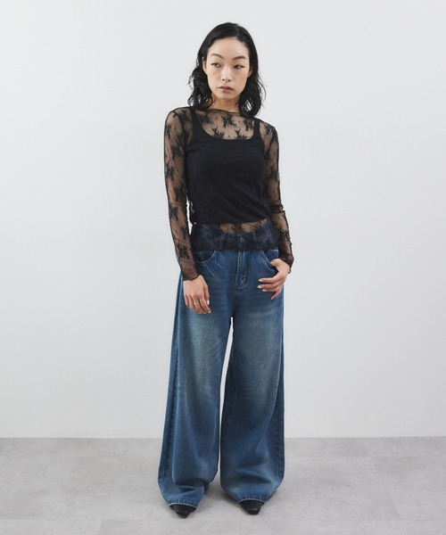 ELTONE(エルトーン)の「ルーズワイドデニムパンツ(デニムパンツ・レディース・ブルー・S/M)」の17枚目の写真