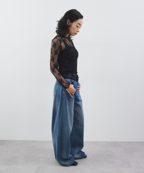 ELTONE(エルトーン)の「ルーズワイドデニムパンツ(デニムパンツ・レディース・ブルー・S/M)」の18枚目の写真