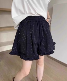 裾フリル付きイージーショートパンツ