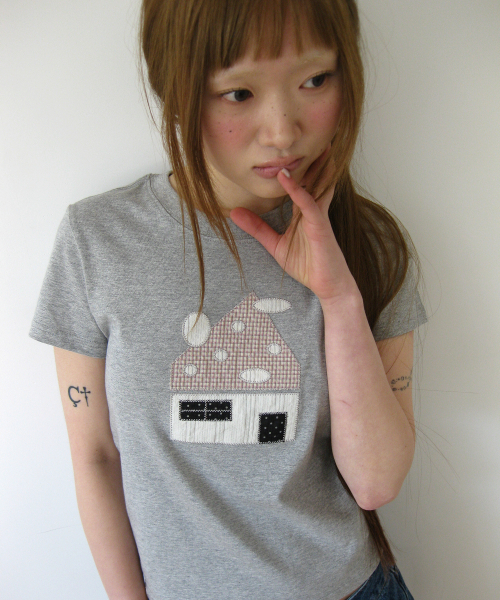 NAATS(ナツ)の「Dot home patch t-shirt, melange gray(Tシャツ/カットソー・レディース・その他・FREE)」の1枚目の写真