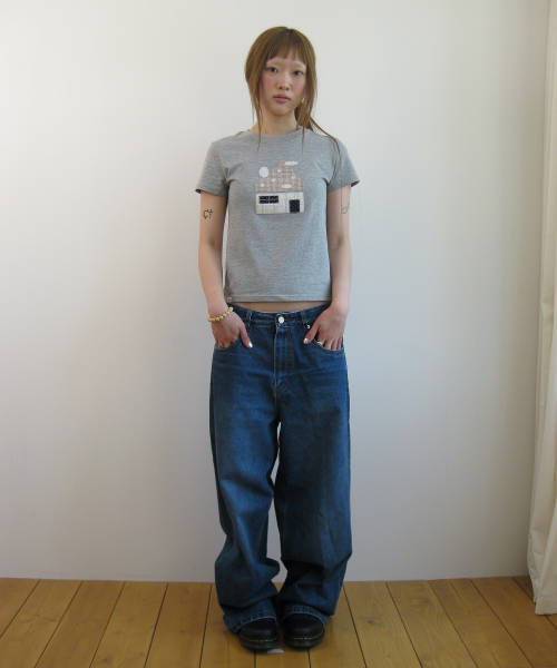 NAATS(ナツ)の「Dot home patch t-shirt, melange gray(Tシャツ/カットソー・レディース・その他・FREE)」の5枚目の写真