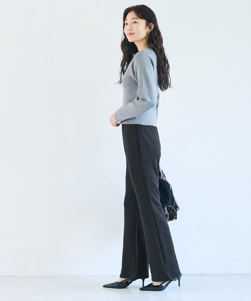 coca（coca）（コカ）の「裏起毛ソフトスウェットイージーフレアパンツ（スウェットパンツ・レディース・グレー/ブラック・S/M/L）」の10枚目の写真