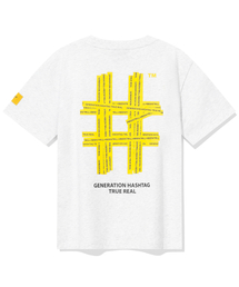 ウィメンズテーピングハッシュタグ半袖Tシャツ（アイスグレー）