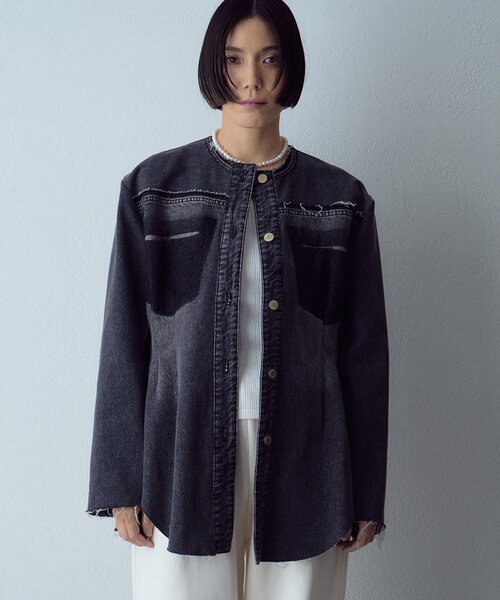 Whim Gazette（ウィムガゼット）の「【LITKOVSKA】別注FITTED DENIM JACKET（デニムジャケット・レディース・ブラック・34）」の3枚目の写真