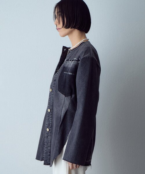 Whim Gazette（ウィムガゼット）の「【LITKOVSKA】別注FITTED DENIM JACKET（デニムジャケット・レディース・ブラック・34）」の4枚目の写真