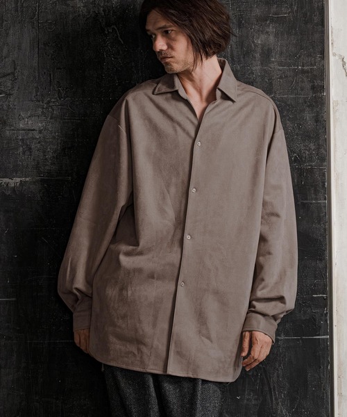 CAMBIO(カンビオ)の「ms6608-Ponti Suede Skipper Long Shirt スキッパーロングシャツ(GM-A6202W-009)(シャツ/ブラウス・メンズ・ブラック/カーキブラウン/グレイッシュベージュ・S/M/L)」の3枚目の写真