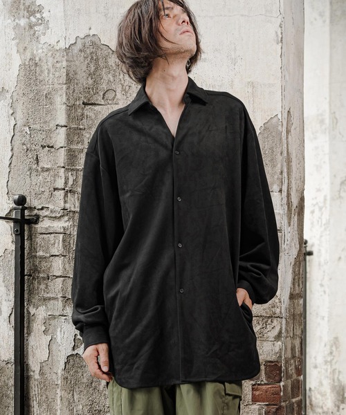 CAMBIO(カンビオ)の「ms6608-Ponti Suede Skipper Long Shirt スキッパーロングシャツ(GM-A6202W-009)(シャツ/ブラウス・メンズ・ブラック/カーキブラウン/グレイッシュベージュ・S/M/L)」の4枚目の写真