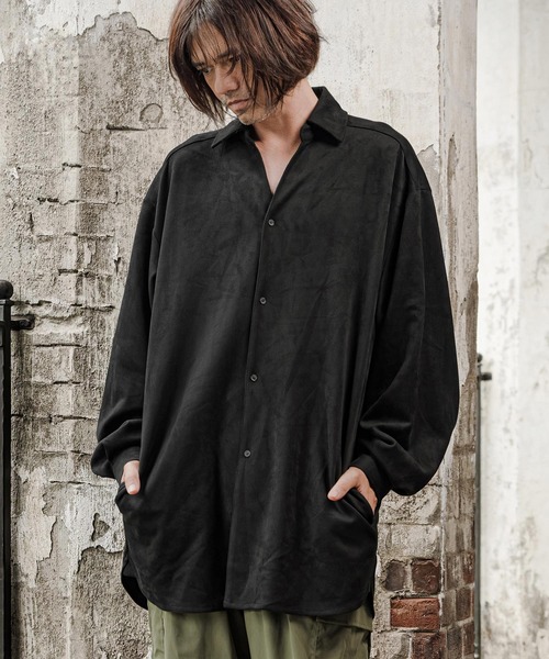 CAMBIO(カンビオ)の「ms6608-Ponti Suede Skipper Long Shirt スキッパーロングシャツ(GM-A6202W-009)(シャツ/ブラウス・メンズ・ブラック/カーキブラウン/グレイッシュベージュ・S/M/L)」の5枚目の写真