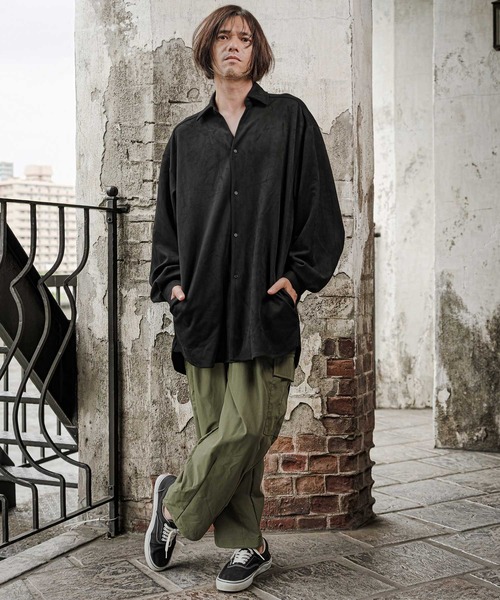 CAMBIO(カンビオ)の「ms6608-Ponti Suede Skipper Long Shirt スキッパーロングシャツ(GM-A6202W-009)(シャツ/ブラウス・メンズ・ブラック/カーキブラウン/グレイッシュベージュ・S/M/L)」の6枚目の写真
