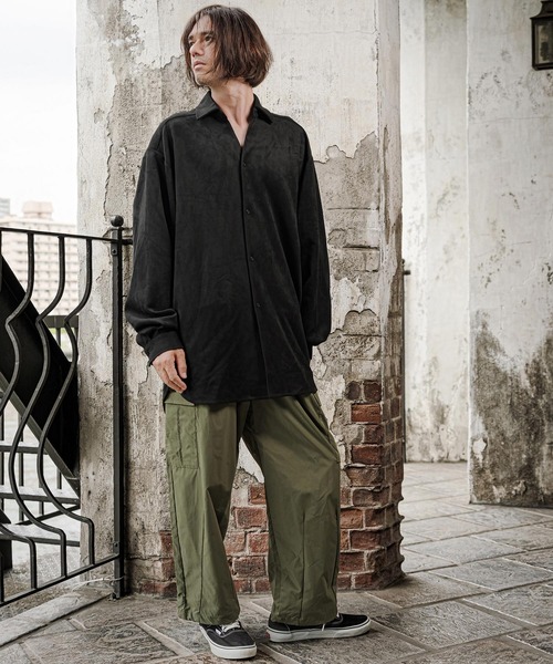 CAMBIO(カンビオ)の「ms6608-Ponti Suede Skipper Long Shirt スキッパーロングシャツ(GM-A6202W-009)(シャツ/ブラウス・メンズ・ブラック/カーキブラウン/グレイッシュベージュ・S/M/L)」の7枚目の写真