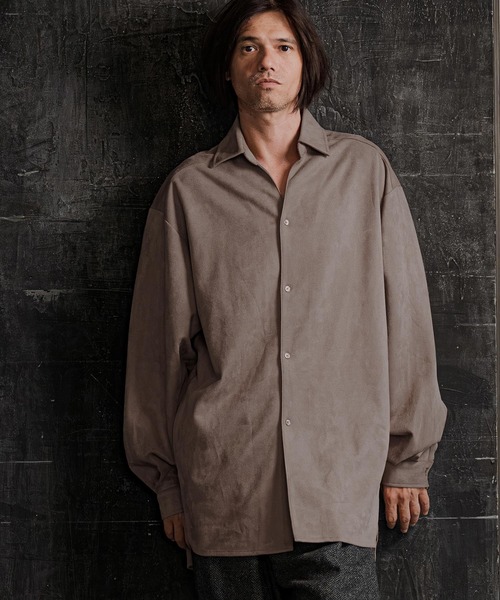 CAMBIO(カンビオ)の「ms6608-Ponti Suede Skipper Long Shirt スキッパーロングシャツ(GM-A6202W-009)(シャツ/ブラウス・メンズ・ブラック/カーキブラウン/グレイッシュベージュ・S/M/L)」の8枚目の写真
