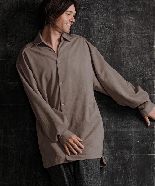 CAMBIO(カンビオ)の「ms6608-Ponti Suede Skipper Long Shirt スキッパーロングシャツ(GM-A6202W-009)(シャツ/ブラウス・メンズ・ブラック/カーキブラウン/グレイッシュベージュ・S/M/L)」の9枚目の写真