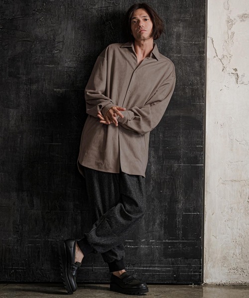 CAMBIO(カンビオ)の「ms6608-Ponti Suede Skipper Long Shirt スキッパーロングシャツ(GM-A6202W-009)(シャツ/ブラウス・メンズ・ブラック/カーキブラウン/グレイッシュベージュ・S/M/L)」の10枚目の写真