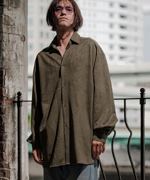 CAMBIO(カンビオ)の「ms6608-Ponti Suede Skipper Long Shirt スキッパーロングシャツ(GM-A6202W-009)(シャツ/ブラウス・メンズ・ブラック/カーキブラウン/グレイッシュベージュ・S/M/L)」の12枚目の写真
