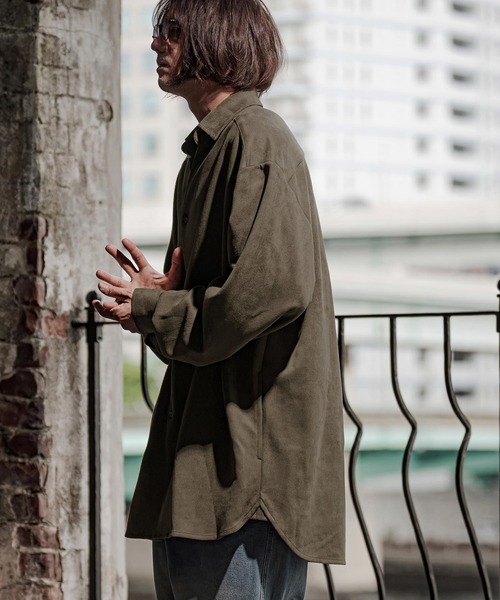 CAMBIO(カンビオ)の「ms6608-Ponti Suede Skipper Long Shirt スキッパーロングシャツ(GM-A6202W-009)(シャツ/ブラウス・メンズ・ブラック/カーキブラウン/グレイッシュベージュ・S/M/L)」の13枚目の写真