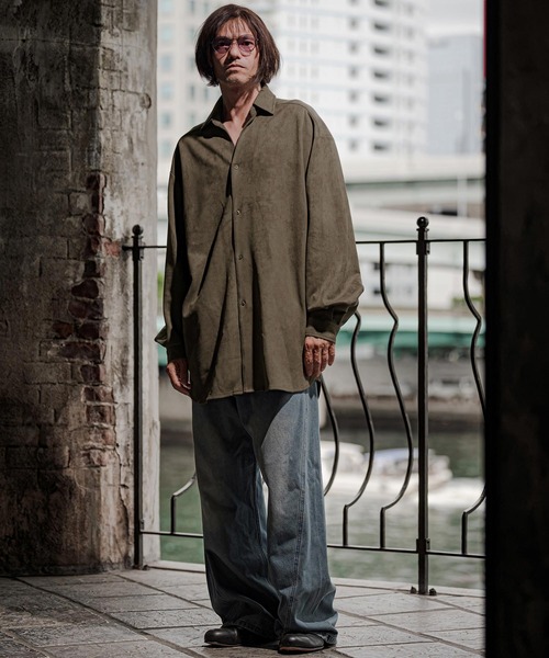 CAMBIO(カンビオ)の「ms6608-Ponti Suede Skipper Long Shirt スキッパーロングシャツ(GM-A6202W-009)(シャツ/ブラウス・メンズ・ブラック/カーキブラウン/グレイッシュベージュ・S/M/L)」の14枚目の写真