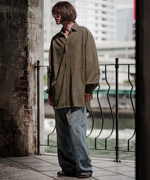 CAMBIO(カンビオ)の「ms6608-Ponti Suede Skipper Long Shirt スキッパーロングシャツ(GM-A6202W-009)(シャツ/ブラウス・メンズ・ブラック/カーキブラウン/グレイッシュベージュ・S/M/L)」の15枚目の写真