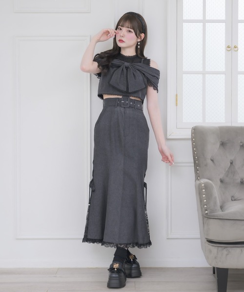couture BY ROJITA(クチュールバイロジータ)の「【セットアップ対応】サイドレースマーメイドスカート(スカート・レディース・ブラック/ピンクベージュ・FREE)」の1枚目の写真