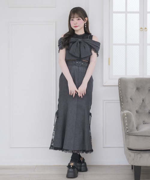couture BY ROJITA(クチュールバイロジータ)の「【セットアップ対応】サイドレースマーメイドスカート(スカート・レディース・ブラック/ピンクベージュ・FREE)」の13枚目の写真
