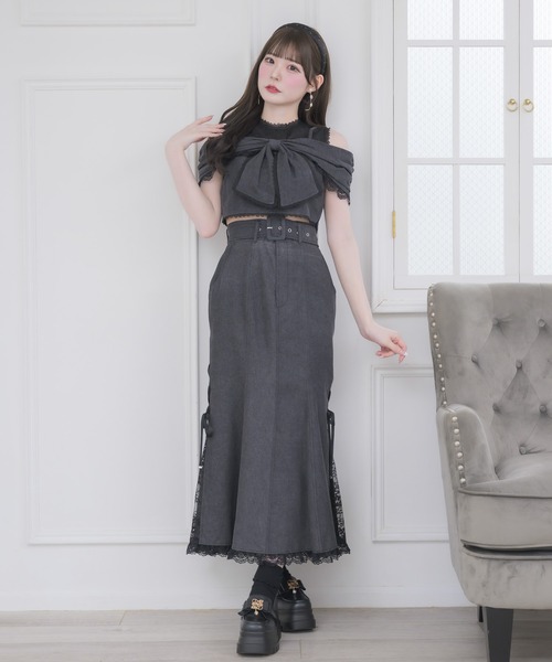 couture BY ROJITA(クチュールバイロジータ)の「【セットアップ対応】サイドレースマーメイドスカート(スカート・レディース・ブラック/ピンクベージュ・FREE)」の14枚目の写真