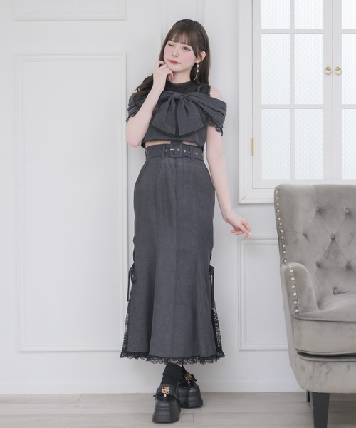 couture BY ROJITA(クチュールバイロジータ)の「【セットアップ対応】サイドレースマーメイドスカート(スカート・レディース・ブラック/ピンクベージュ・FREE)」の15枚目の写真
