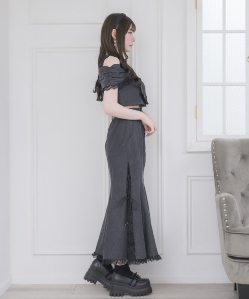 couture BY ROJITA(クチュールバイロジータ)の「【セットアップ対応】サイドレースマーメイドスカート(スカート・レディース・ブラック/ピンクベージュ・FREE)」の19枚目の写真