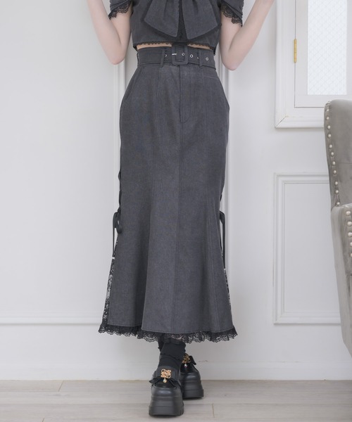 couture BY ROJITA(クチュールバイロジータ)の「【セットアップ対応】サイドレースマーメイドスカート(スカート・レディース・ブラック/ピンクベージュ・FREE)」の3枚目の写真