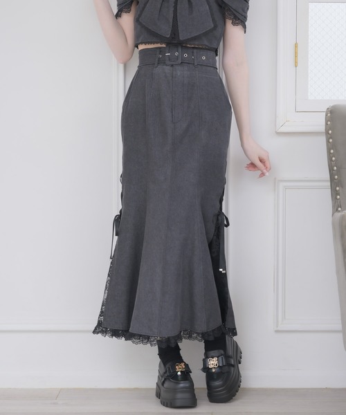 couture BY ROJITA(クチュールバイロジータ)の「【セットアップ対応】サイドレースマーメイドスカート(スカート・レディース・ブラック/ピンクベージュ・FREE)」の4枚目の写真