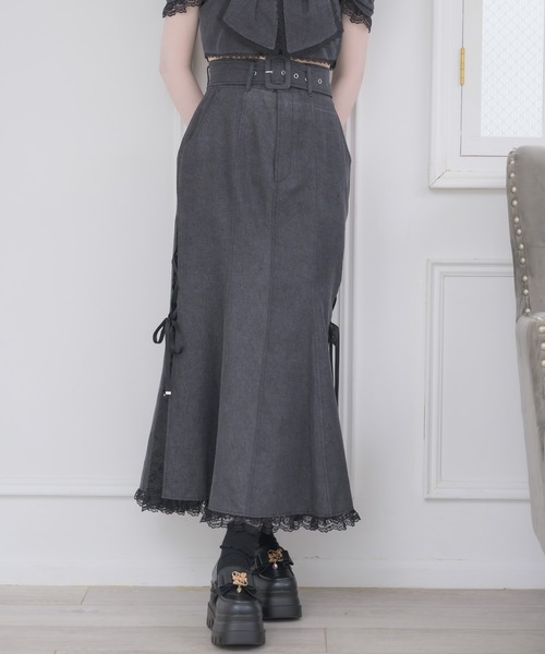 couture BY ROJITA(クチュールバイロジータ)の「【セットアップ対応】サイドレースマーメイドスカート(スカート・レディース・ブラック/ピンクベージュ・FREE)」の5枚目の写真