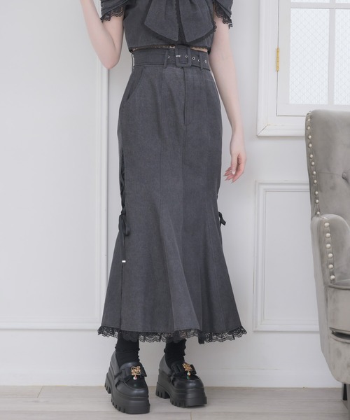 couture BY ROJITA(クチュールバイロジータ)の「【セットアップ対応】サイドレースマーメイドスカート(スカート・レディース・ブラック/ピンクベージュ・FREE)」の6枚目の写真