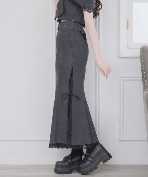 couture BY ROJITA(クチュールバイロジータ)の「【セットアップ対応】サイドレースマーメイドスカート(スカート・レディース・ブラック/ピンクベージュ・FREE)」の7枚目の写真