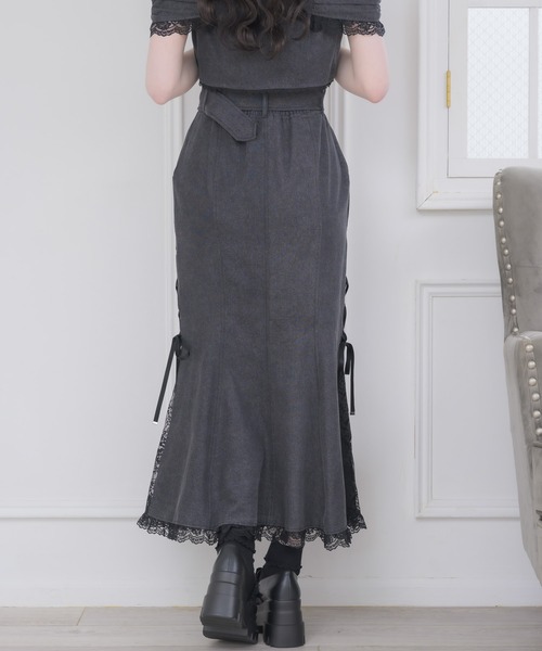 couture BY ROJITA(クチュールバイロジータ)の「【セットアップ対応】サイドレースマーメイドスカート(スカート・レディース・ブラック/ピンクベージュ・FREE)」の8枚目の写真
