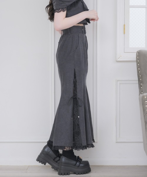 couture BY ROJITA(クチュールバイロジータ)の「【セットアップ対応】サイドレースマーメイドスカート(スカート・レディース・ブラック/ピンクベージュ・FREE)」の9枚目の写真