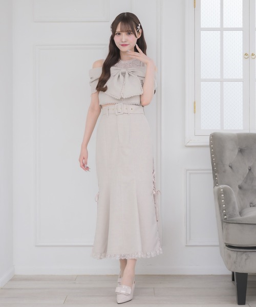 couture BY ROJITA(クチュールバイロジータ)の「【セットアップ対応】サイドレースマーメイドスカート(スカート・レディース・ブラック/ピンクベージュ・FREE)」の20枚目の写真