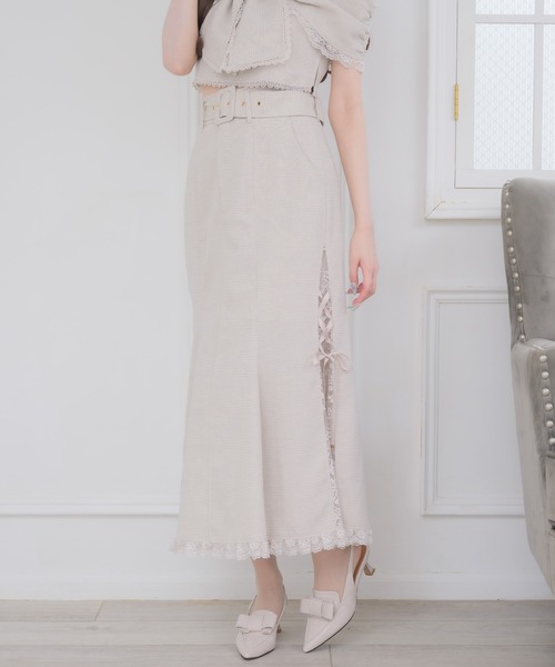 couture BY ROJITA(クチュールバイロジータ)の「【セットアップ対応】サイドレースマーメイドスカート(スカート・レディース・ブラック/ピンクベージュ・FREE)」の11枚目の写真