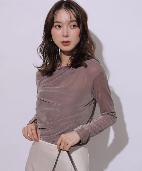 Mystrada(マイストラーダ)の「ドレープベロアカットソー(Tシャツ/カットソー・レディース・モカ・38)」の5枚目の写真