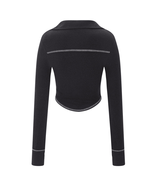 PLEASENOFOLLOW(プリーズノーフォロー)の「Mamie Snap Button Slim Shirts (Black)(Tシャツ/カットソー・レディース・その他・FREE)」の3枚目の写真