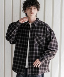新色追加 オーバーサイズレギュラーカラー長袖ビエラネルシャツ チェック柄/オンブレチェック/無地