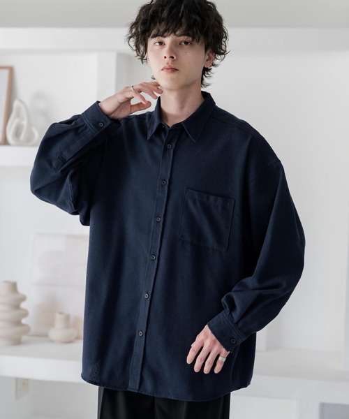 Rocky Monroe(ロッキーモンロー)の「新色追加 オーバーサイズレギュラーカラー長袖ビエラネルシャツ チェック柄/オンブレチェック/無地(シャツ/ブラウス・メンズ・ブラック系2/ネイビー系1/グレー/ブラック系/ブラック/ブラック系1/レッド系/ベージュ系/ネイビー系/アイボリー/ブラック系3/ブラウン系/ホワイト系/ブラウン/ネイビー/ブラウン系1・L/XL/M)」の13枚目の写真