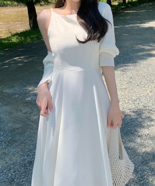 FLINEA(フリネア)の「ノースリーブワンピース(ジャンパースカート・レディース・ホワイト/ブラック/ベージュ・FREE)」の19枚目の写真