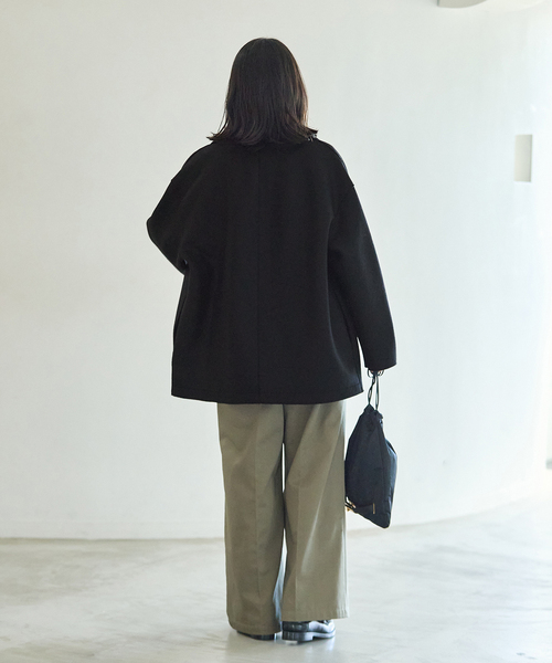 HARRIS WHARF LONDON(ハリスワーフロンドン)の「HARRIS WHARF LONDON Women dropped shoulder d.b. jacket p コート(その他アウター・レディース・ブラック・42)」の7枚目の写真