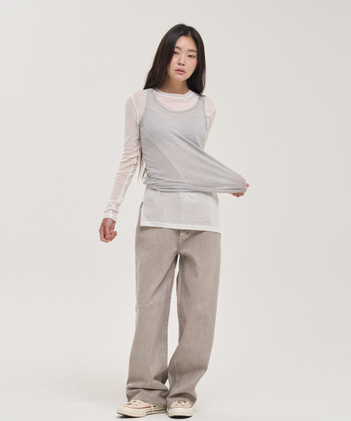 LEVHEARTED(レブハティッド)の「トーンウールスリーブレス - グレー(Tシャツ/カットソー・レディース・ライトグレー・FREE)」の4枚目の写真