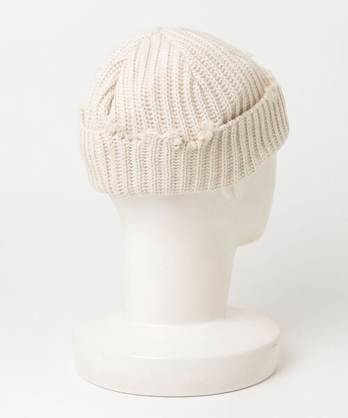 KIJIMA TAKAYUKI(キジマ タカユキ)の「DESTROYED WATCH CAP(ニットキャップ/ビーニー・レディース・アイボリー/チャコールグレー/グレイッシュベージュ・FREE)」の8枚目の写真